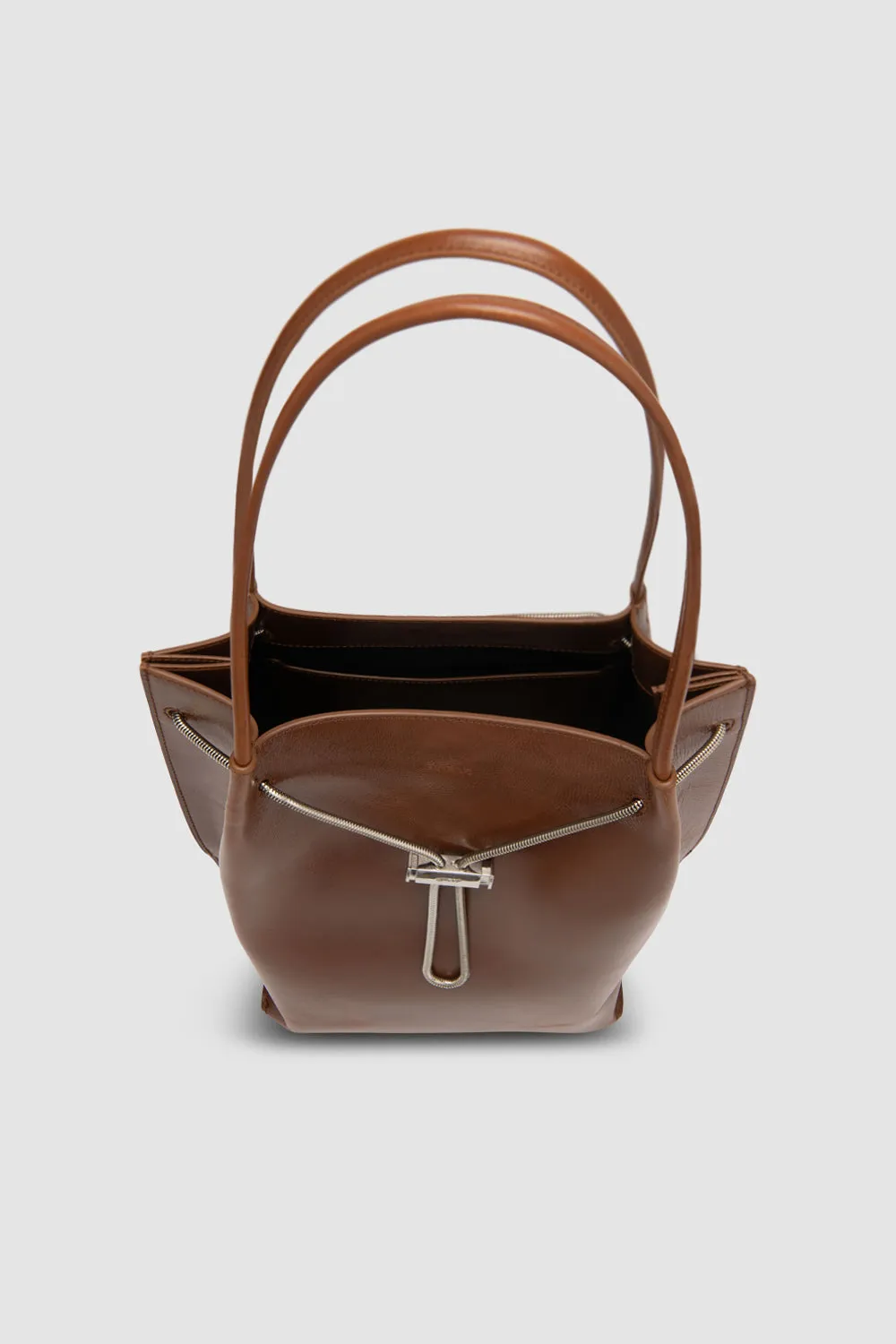 Kayla Tan Distressed Leather Shoulder Bag sold by BY FAR product image thumbnail 3