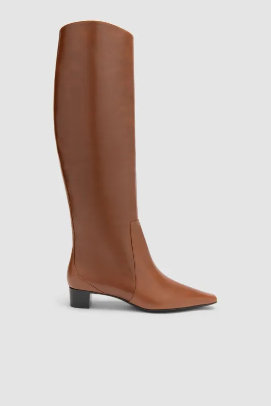 Pascal Tan Distressed Leather Knee-High Boot made by BY FAR