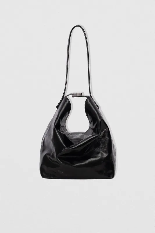 Maxi Bea Black Creased Calf Leather Hobo Bag sold by BY FAR