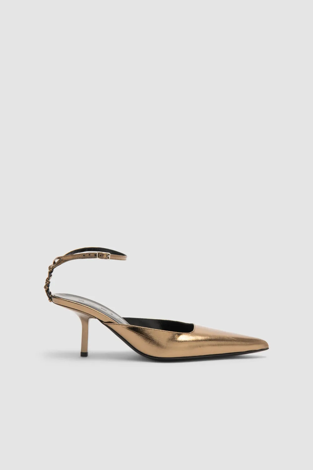 Teese Olive Eel Metallic Leather Pump sold by BY FAR