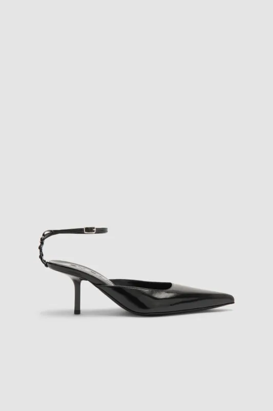 Teese Black Glossy Textured Leather Pump made by BY FAR