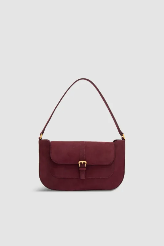 Miranda Sour Cherry Suede Leather Shoulder Bag sold by BY FAR