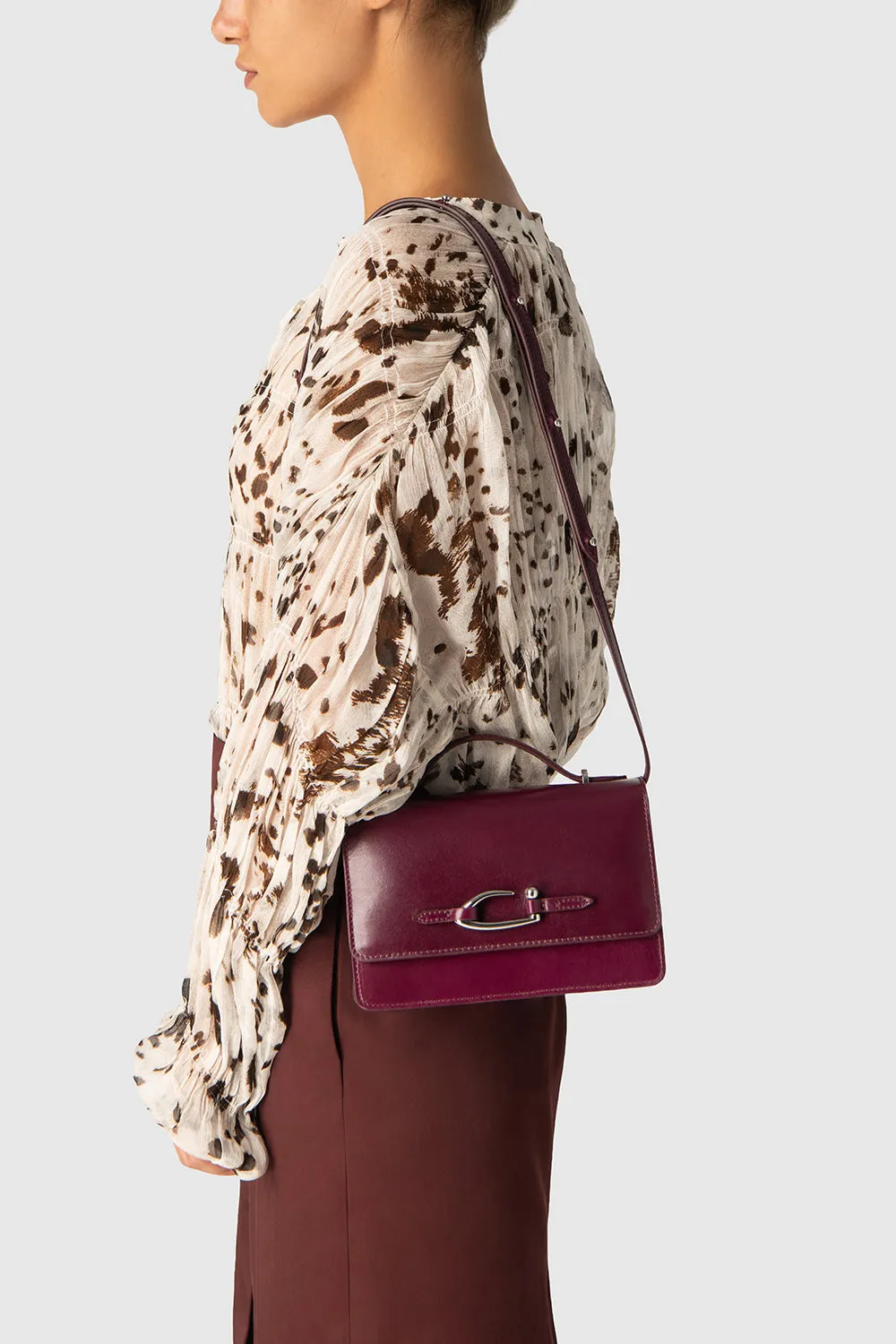 Nara Raisin Creased Leather Crossbody Bag sold by BY FAR product image thumbnail 5