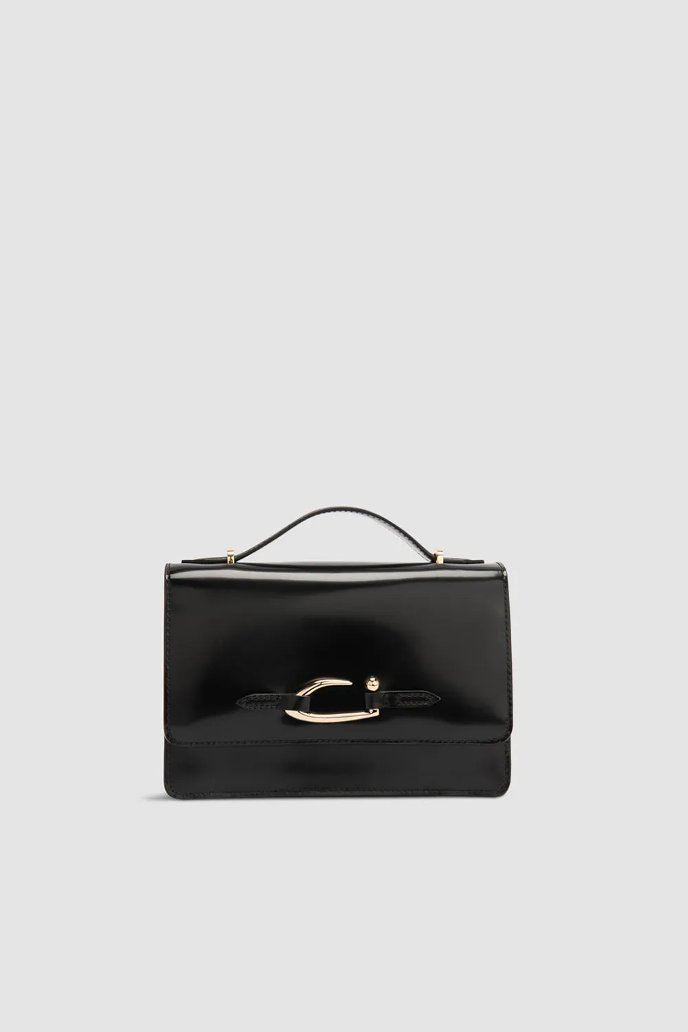 Nara Black Semi Patent Leather Crossbody Bag sold by BY FAR