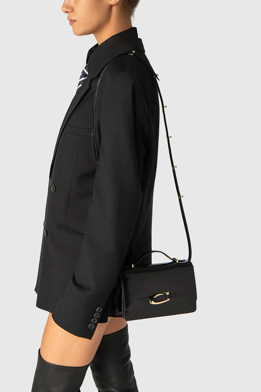 Nara Black Semi Patent Leather Crossbody Bag sold by BY FAR product image thumbnail 5