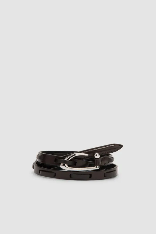 Chimera Interlaced Ristretto Semi Patent and Nappa Leather Belt sold by BY FAR