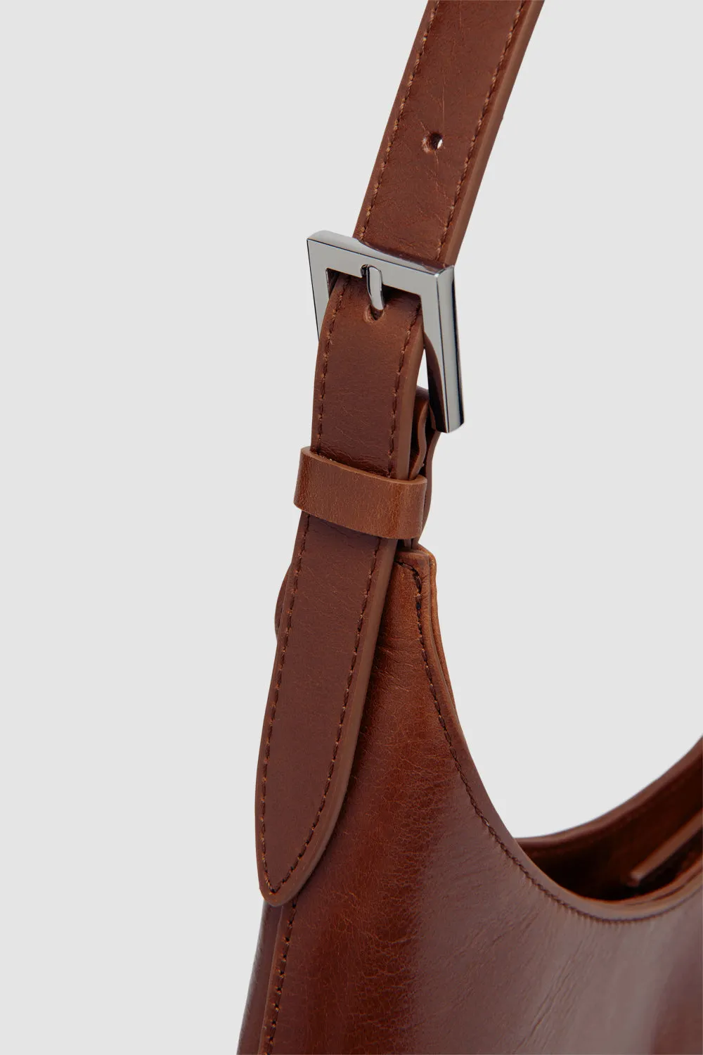 Camryn Tan Distressed Leather Shoulder Bag sold by BY FAR product image thumbnail 3