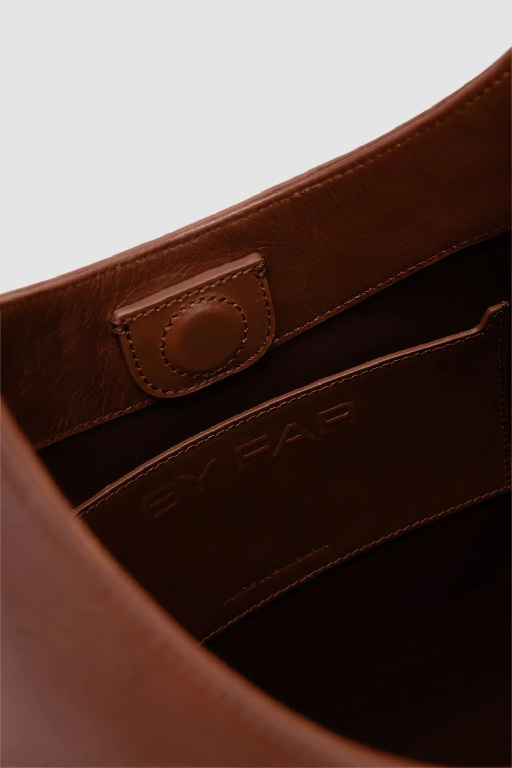 Camryn Tan Distressed Leather Shoulder Bag sold by BY FAR product image thumbnail 4