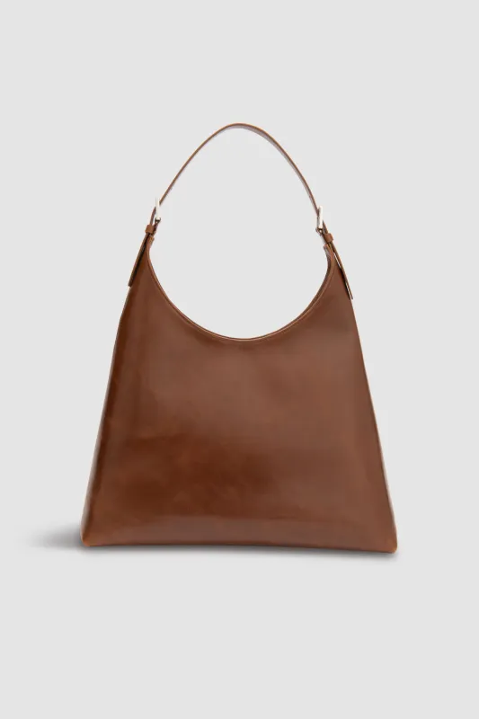 Camryn Tan Distressed Leather Shoulder Bag made by BY FAR