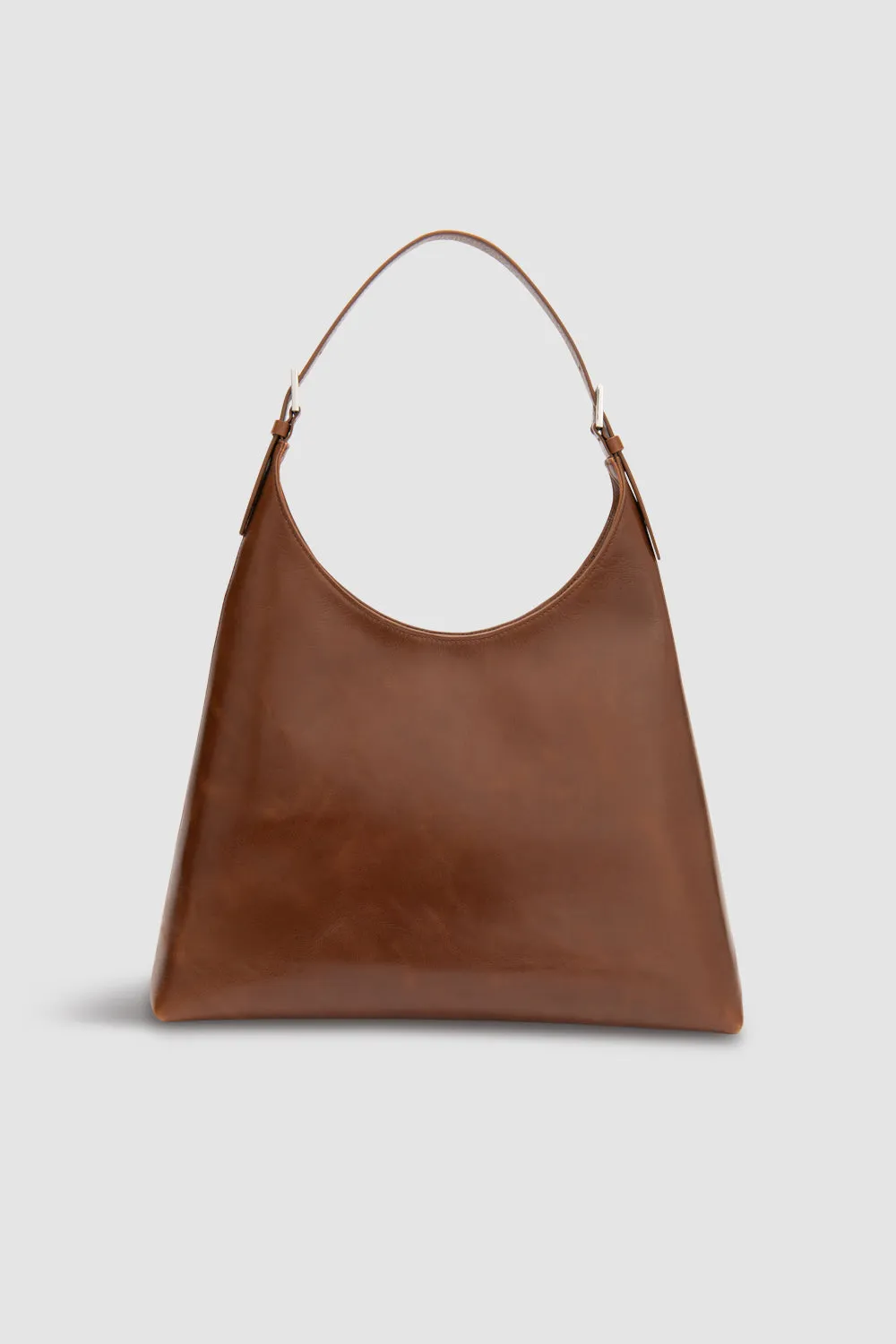 Camryn Tan Distressed Leather Shoulder Bag sold by BY FAR