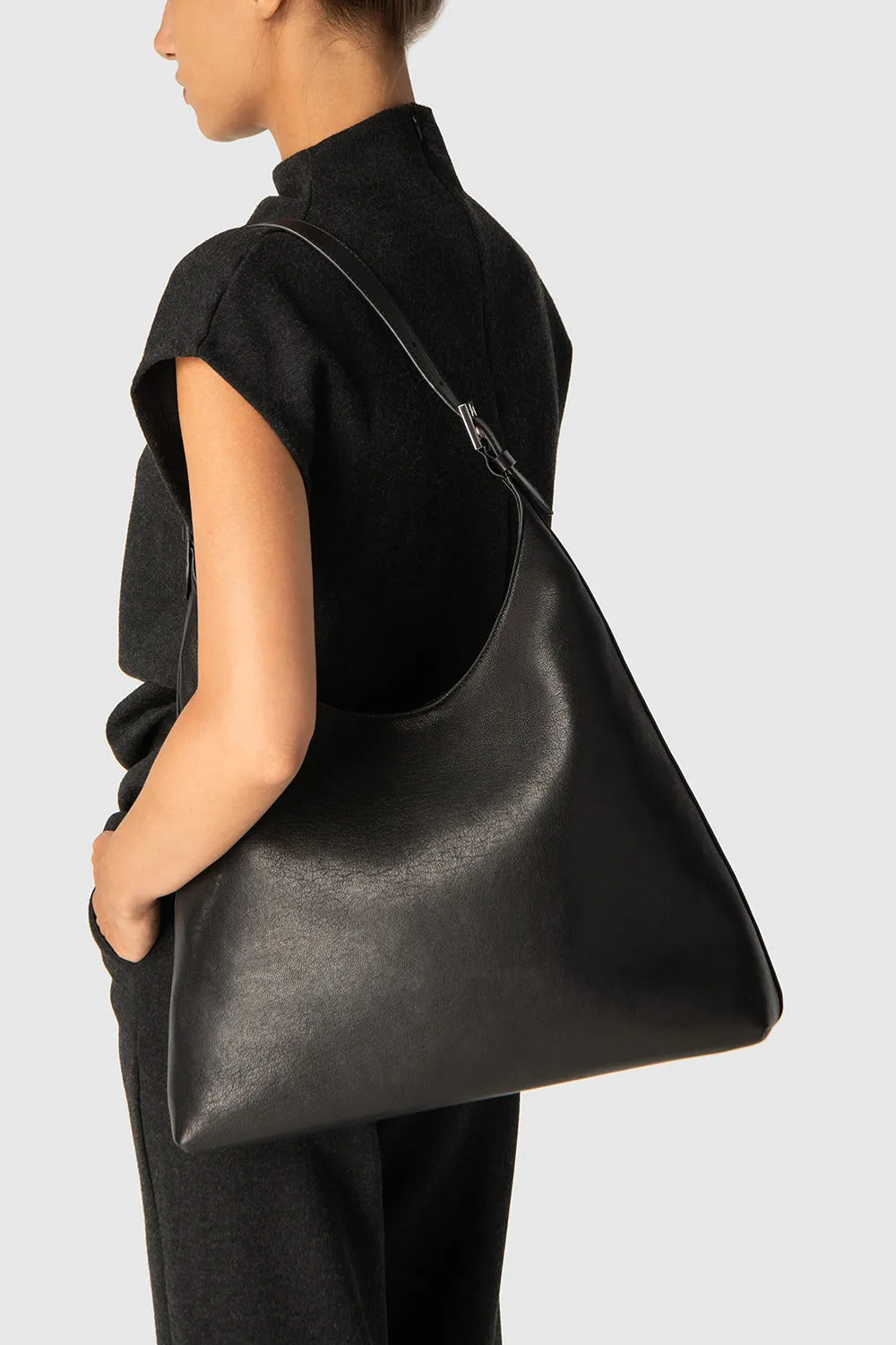 Camryn Black Washed Leather Shoulder Bag sold by BY FAR product image thumbnail 5