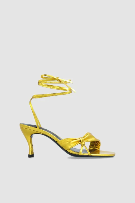 Layla Gold Eel Embossed Metallic Leather Sandal made by BY FAR
