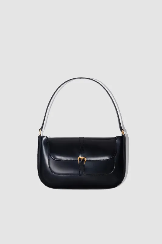 Miranda Black Semi Patent Leather Shoulder Bag made by BY FAR