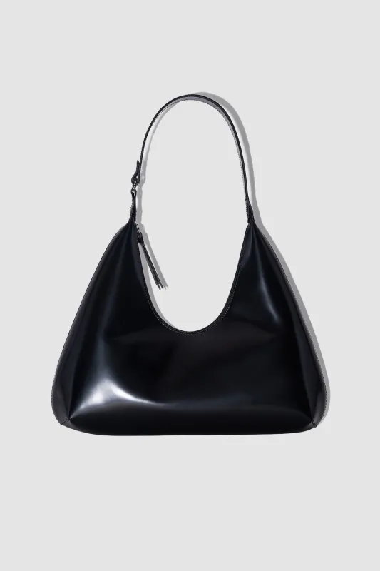 Amber Black Semi Patent Leather Shoulder Bag made by BY FAR
