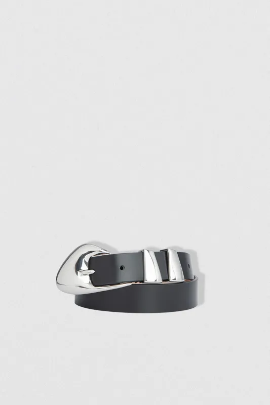 Moore Black Semi Patent Leather Belt sold by BY FAR
