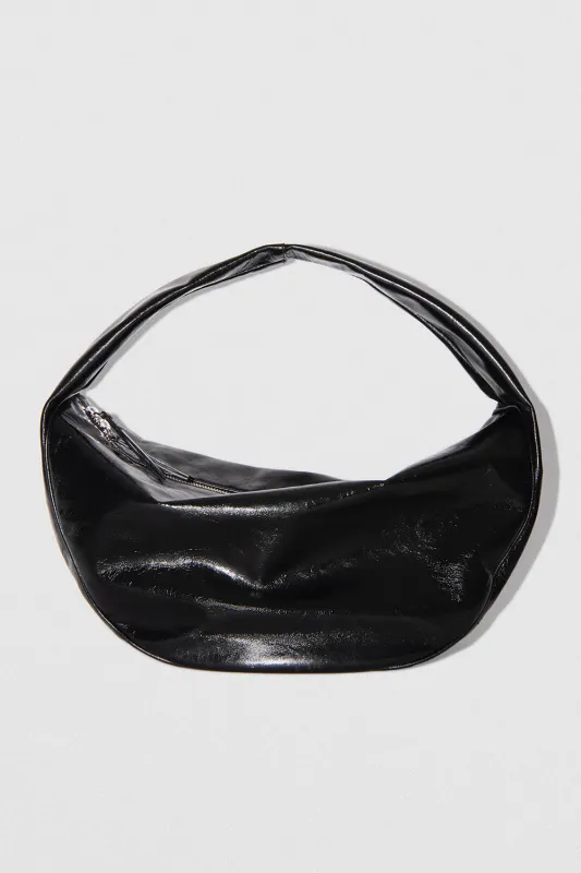 Maxi Cush Black Creased Leather Shoulder Bag made by BY FAR