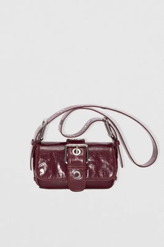Eloise Sour Cherry Creased Calf Leather Shoulder Bag sold by BY FAR