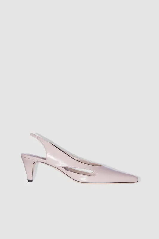 Runa Fossil Glossed Nappa Leather Slingback Pump sold by BY FAR