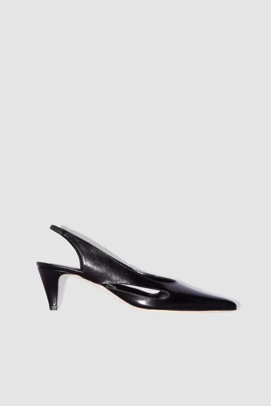 Runa Black Creased Calf Leather Slingback Pump sold by BY FAR