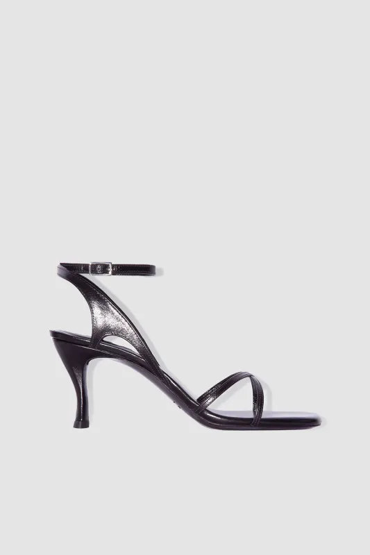 Rosko Black Creased Calf Leather Sandal sold by BY FAR