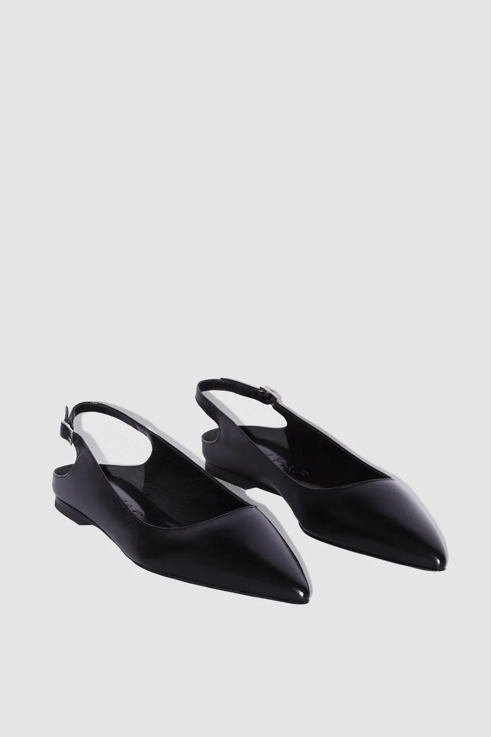 Koyna Black Creased Calf Leather Slingback Flat sold by BY FAR product image thumbnail 2