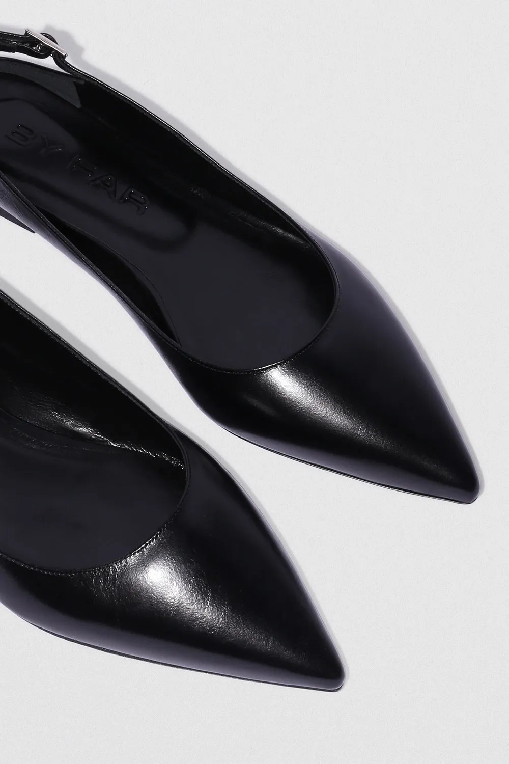 Koyna Black Creased Calf Leather Slingback Flat sold by BY FAR product image thumbnail 3