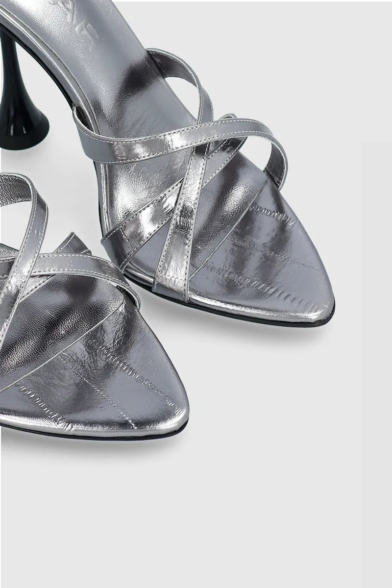 Juliette Inox Eel Embossed Metallic Leather Sandal sold by BY FAR product image thumbnail 3