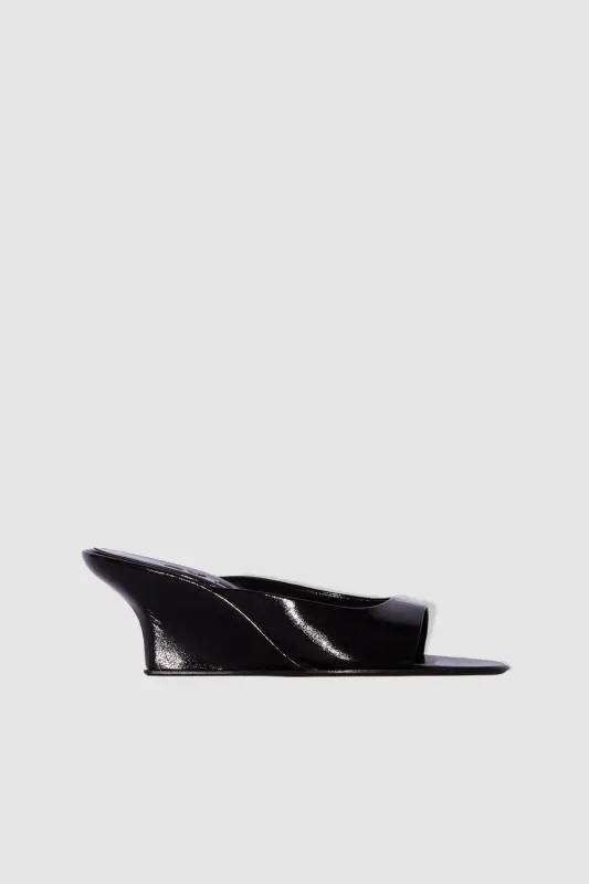 Caroo Black Glossed Nappa Leather Mule sold by BY FAR