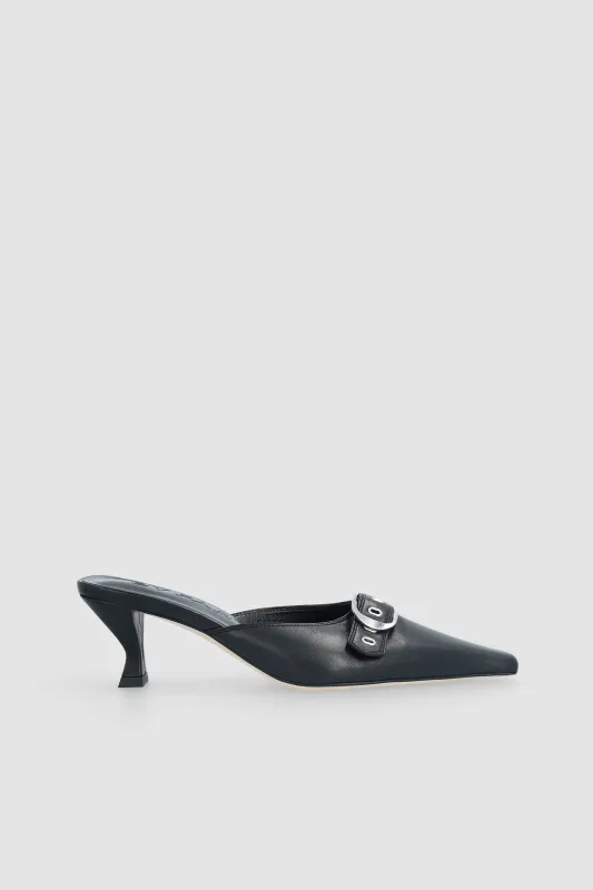 Evelyn Black Nappa Leather Slingback Pump made by BY FAR