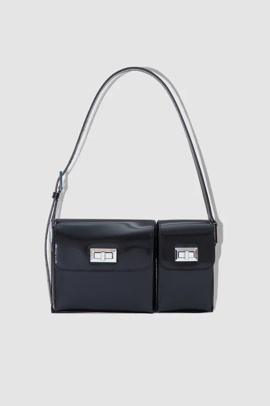 Billy Black Semi Patent Leather Shoulder Bag made by BY FAR