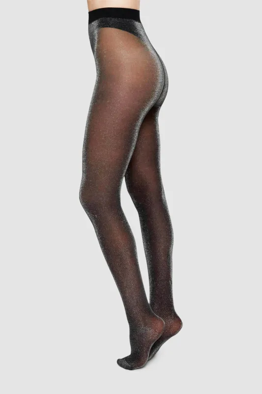 Tora Shimmery Tights - Black sold by BY FAR