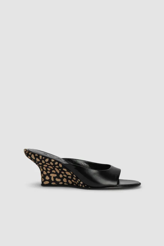 Caroo Black Cheetah Pony Hair Mule sold by BY FAR