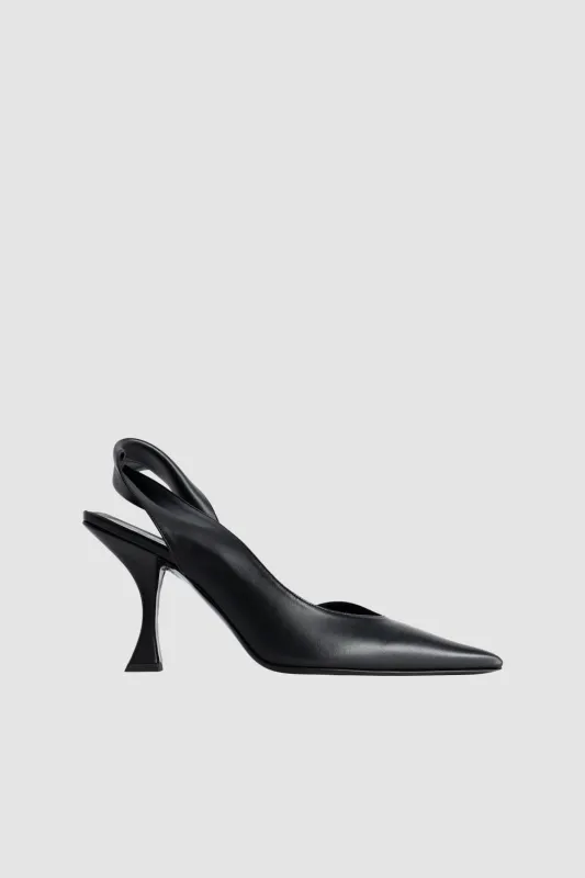 Yasha Black Nappa Leather Slingback Pump made by BY FAR