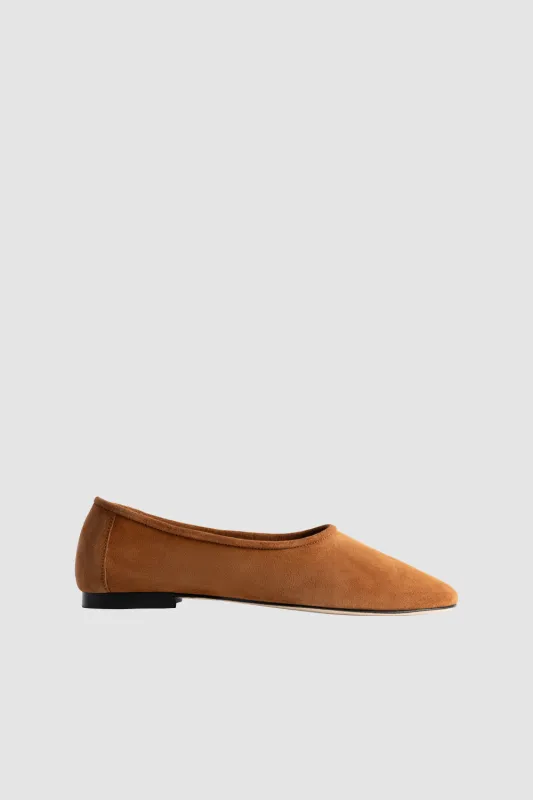 Prudence Summer Tan Suede Leather Ballet Flat sold by BY FAR