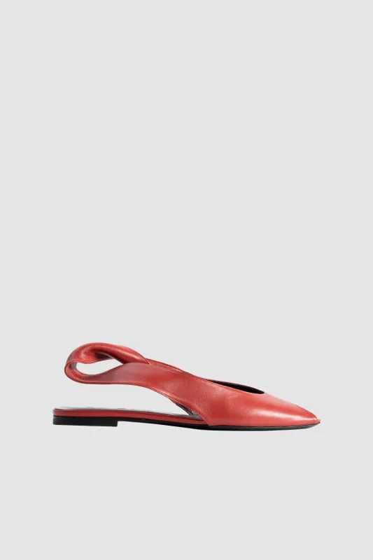 Yasha Peep Flat Blood Red Nappa Leather sold by BY FAR