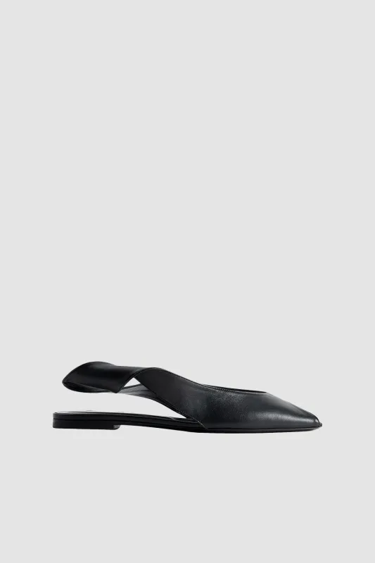 Yasha Peep Flat Black Nappa Leather sold by BY FAR