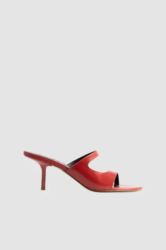 Serena Blood Red Semi Patent Leather Slip-On Mule sold by BY FAR