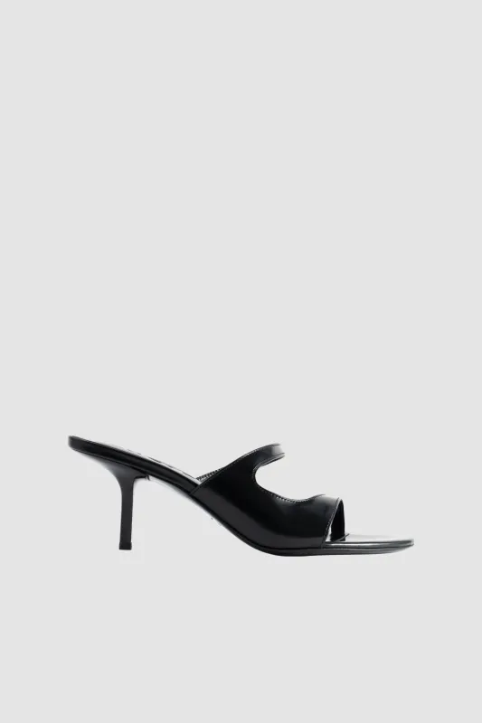 Serena Black Semi Patent Leather Slip-On Mule sold by BY FAR
