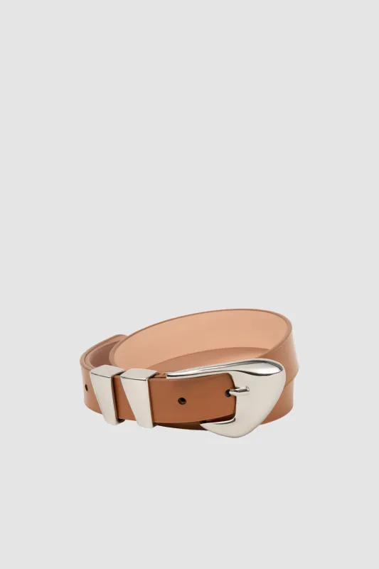 Moore Summer Tan Semi Patent Leather Belt made by BY FAR