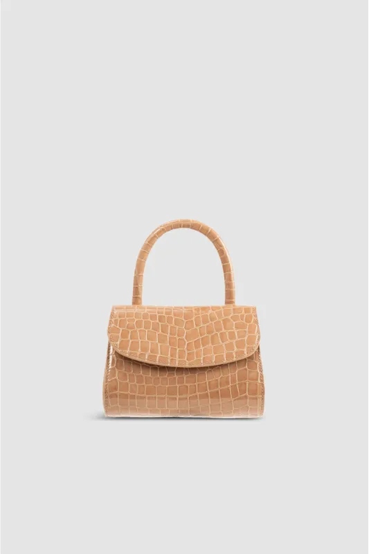 Mini 2.0 Light Tan Croco Embossed Leather Top-Handle Bag sold by BY FAR