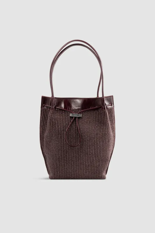Kayla Grape Raffia and Calf Leather Shoulder Bag made by BY FAR