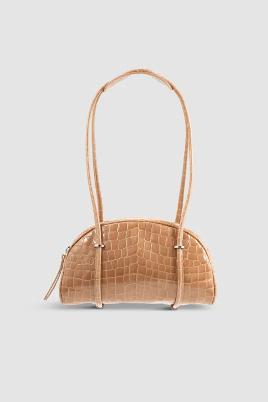 Kimberly Bowler Light Tan Croco Embossed Leather Shoulder Bag made by BY FAR