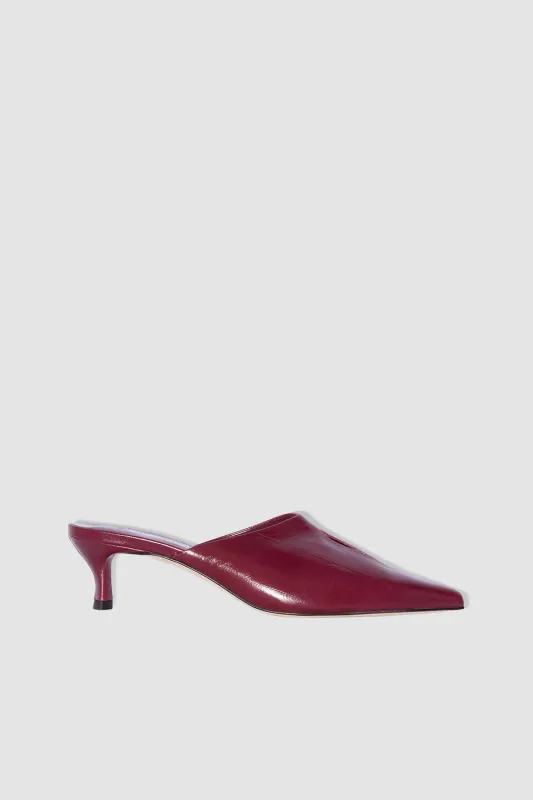 Luciana Sour Cherry Eel Embossed Leather Mule made by BY FAR