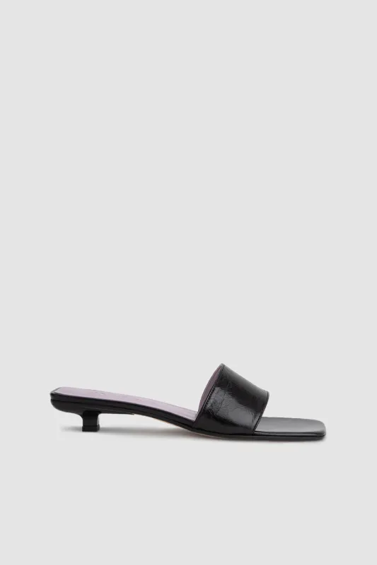 Ceni Black Creased Leather Slip-On Mule sold by BY FAR