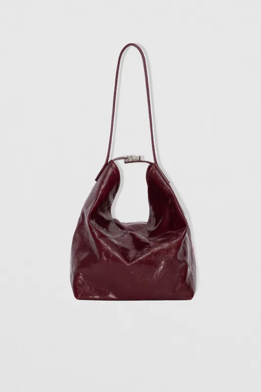 Maxi Bea Sour Cherry Creased Calf Leather Hobo Bag made by BY FAR