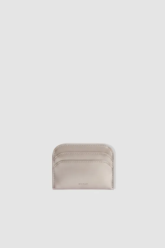 Horizon Champagne Metallic Leather Card Holder made by BY FAR