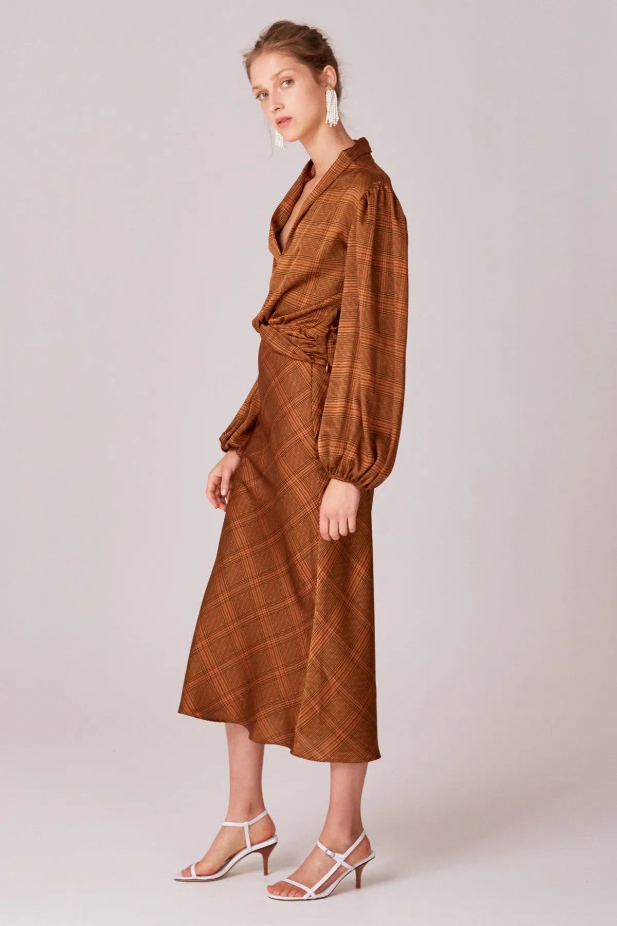 NO TIME SKIRT copper check sold by C/MEO Collective product image thumbnail 2