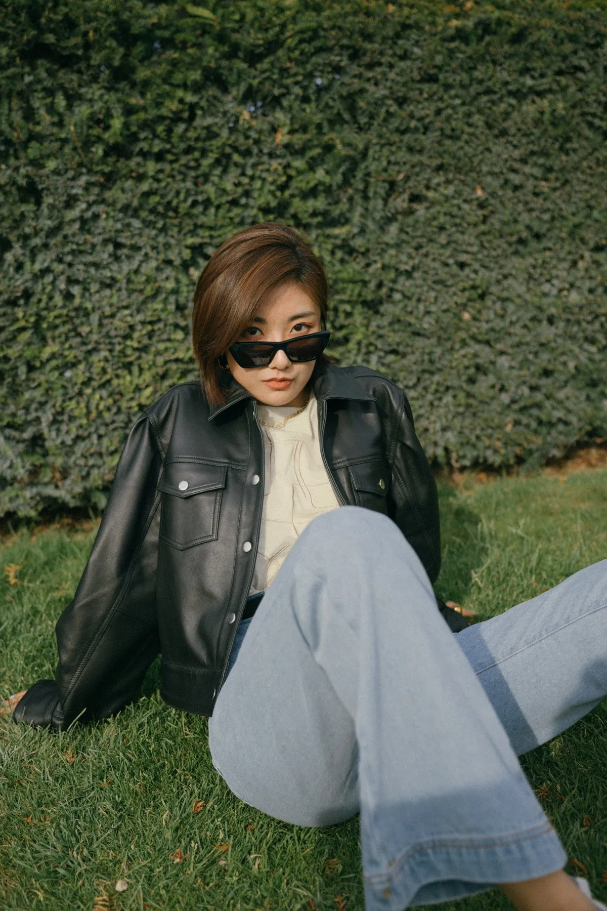 ESSENTIALS LEATHER JACKET black sold by C/MEO Collective