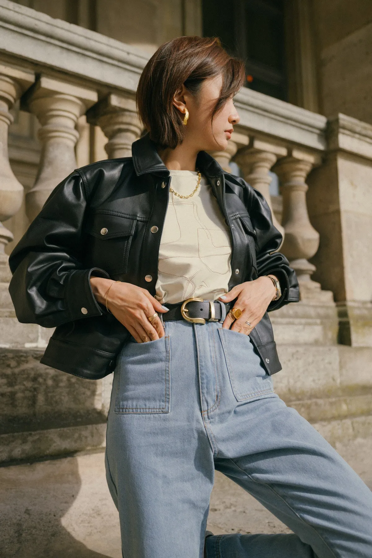 ESSENTIALS LEATHER JACKET black sold by C/MEO Collective product image thumbnail 2