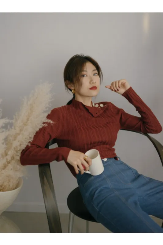 STAGES LONG SLEEVE KNIT TOP rust sold by C/MEO Collective